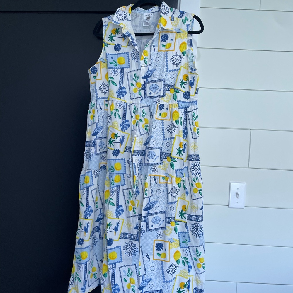 Floral Blue and Yellow Sleeveless Dress